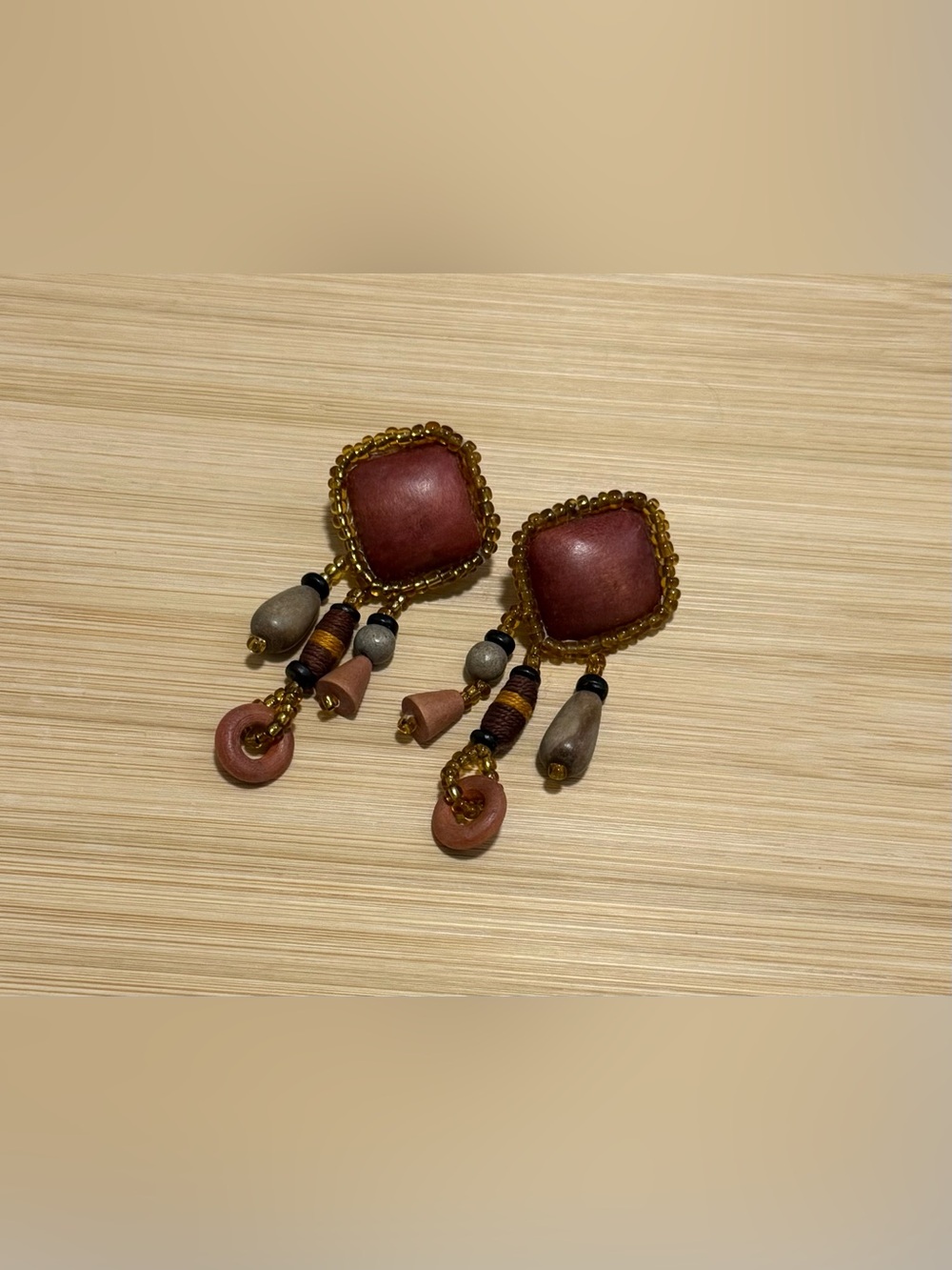 Handmade Beaded Drop Stud Earrings